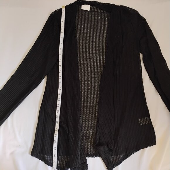 Agenda black open front sheer stretch mesh sweater light weight whimsigoth sz M - Picture 6 of 8